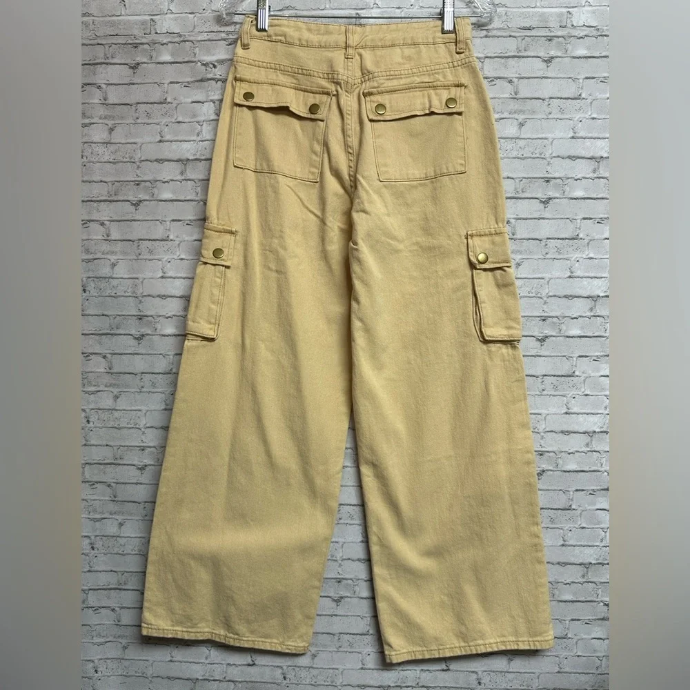 SHEIN Women's XS/2 Tan Cargo Carpenter Jeans Wide Leg